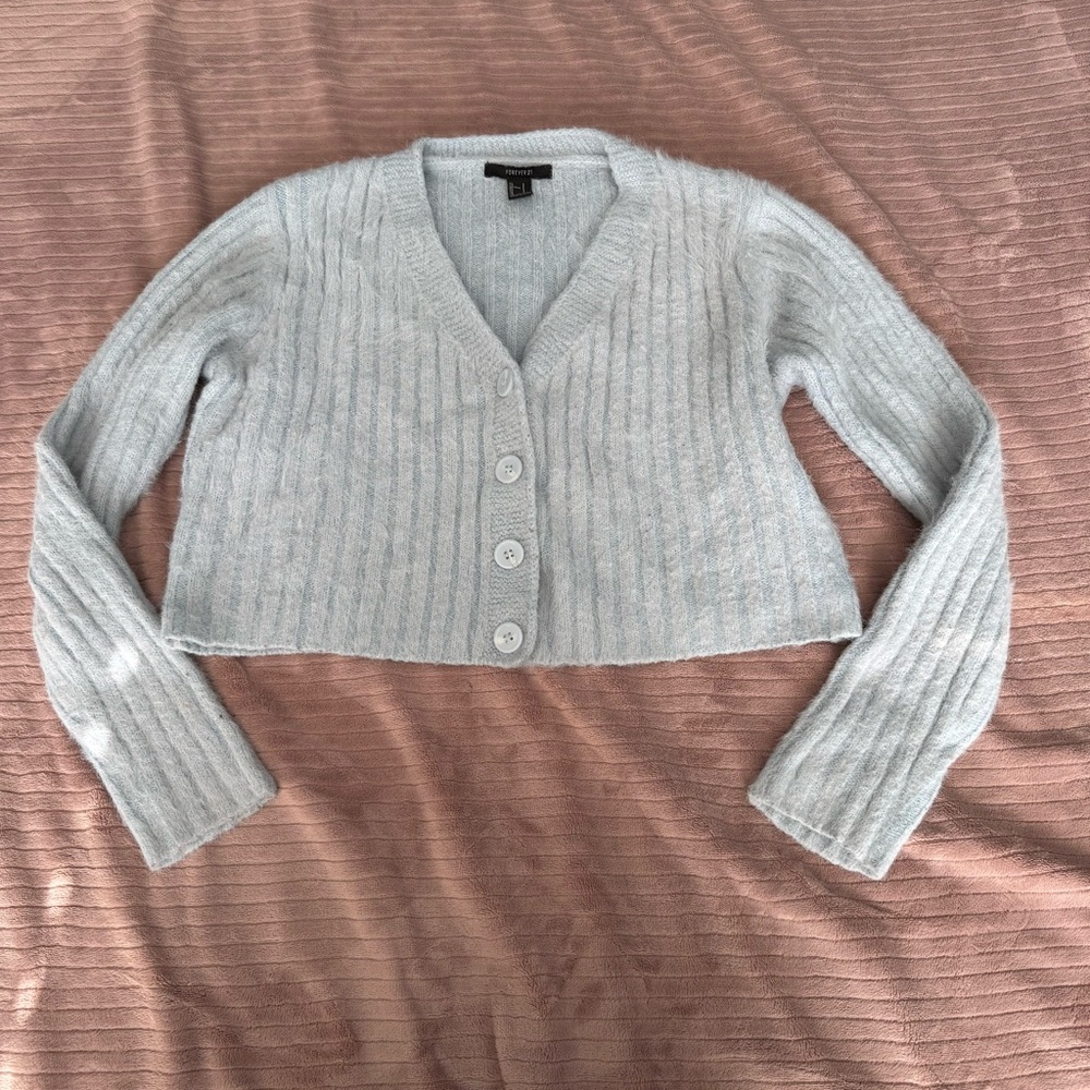 Forever 21 Soft Baby Blue  Cropped Cardigan